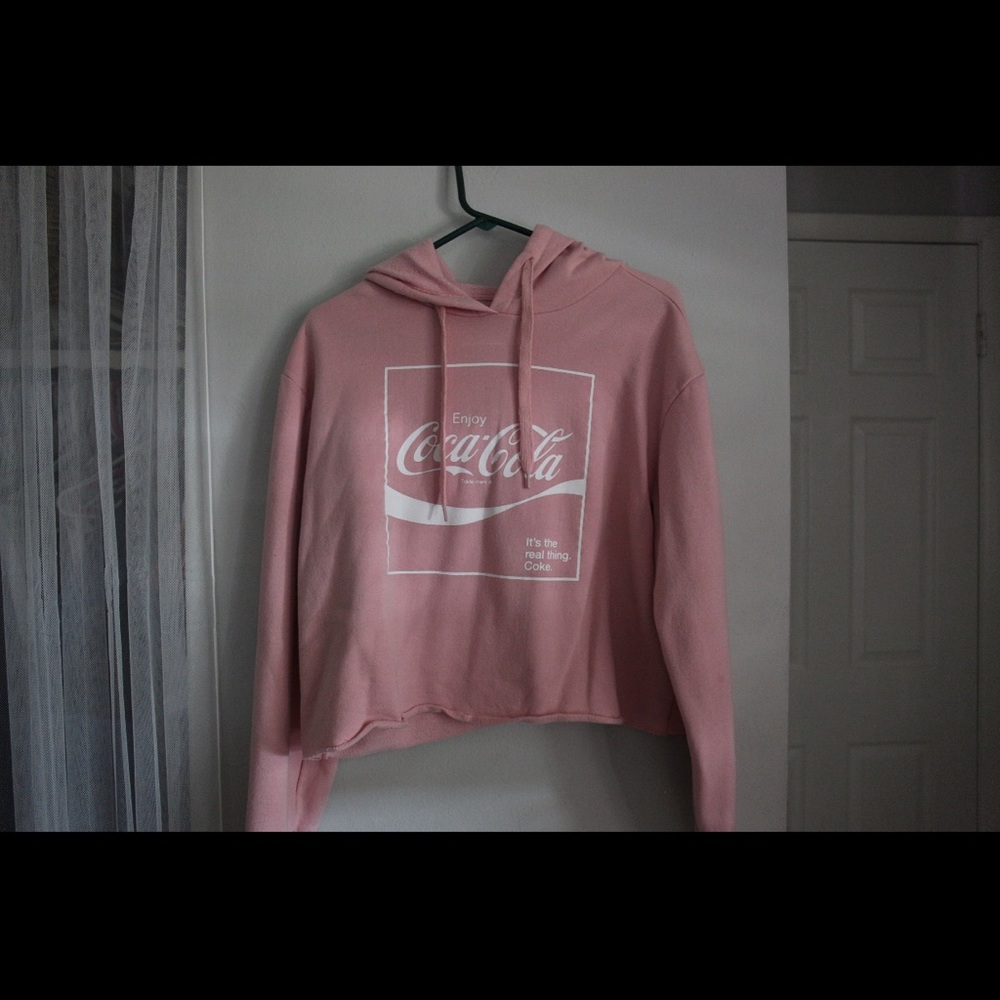 Coca-Cola Pink Cropped Hoodie